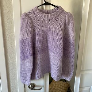 Lumiere. Small. Purple color block sweater.